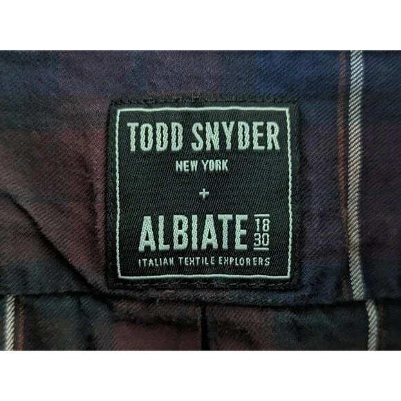 Todd Snyder X Albiate Button Down Shirt Mens Size Medium Maroon Plaid Windowpane - Picture 2 of 7